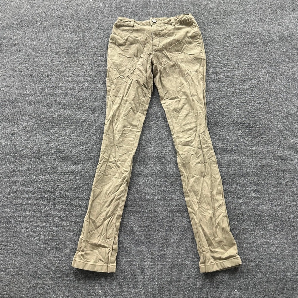 Dickies Pants Womens Size 1/25 Khaki Chino Slim Fit Flat Front Workwear Casual